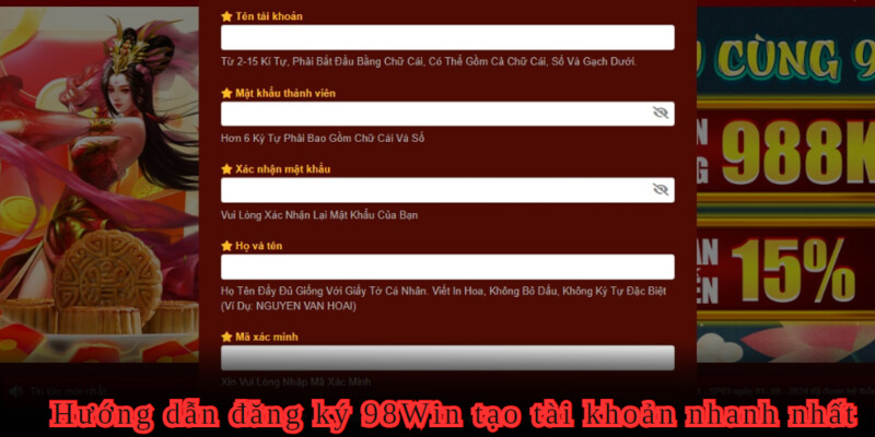 Hướng dẫn mau lẹ cách đăng ký 98Win